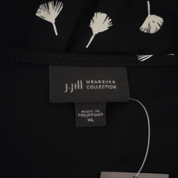 J Jill Wearever Collection XL Midi Dress New Blouson Dandelion Fluff Black White - Picture 4 of 11